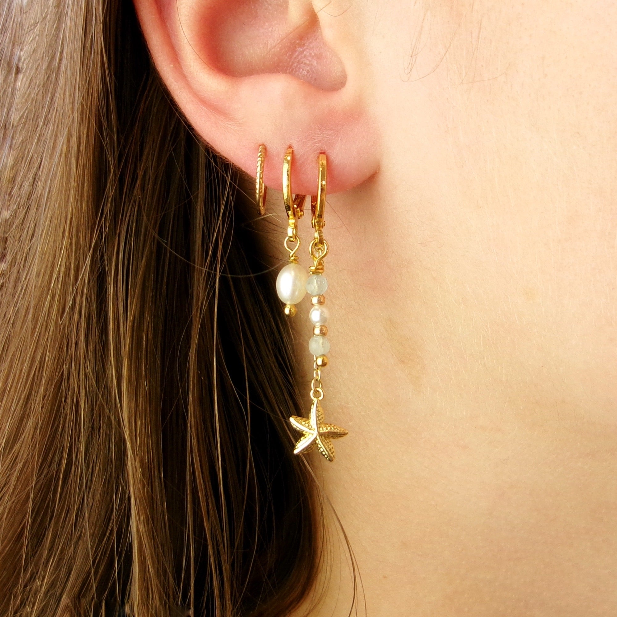 Seafoam Star Drop Hoops