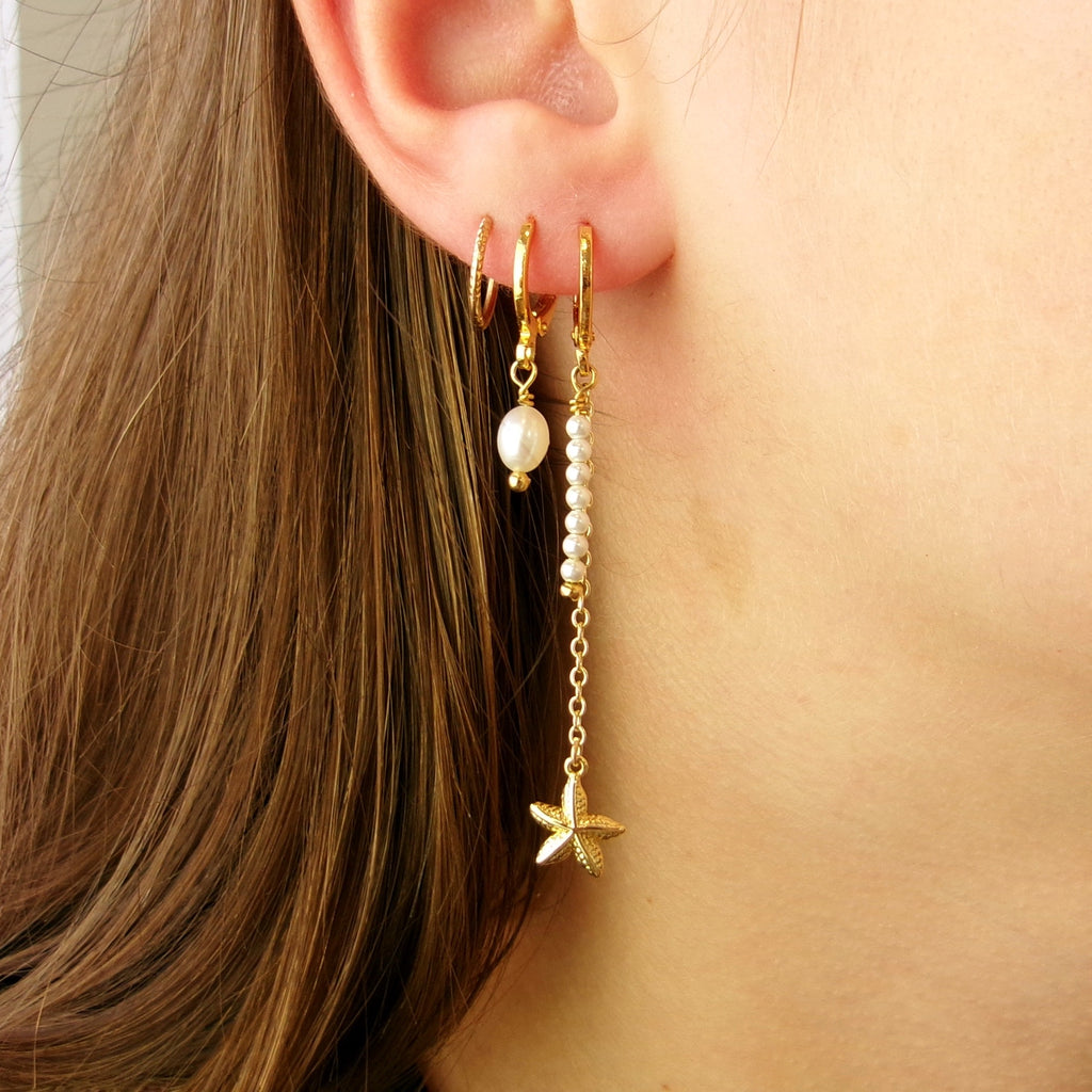 Perla Star Drop Hoops