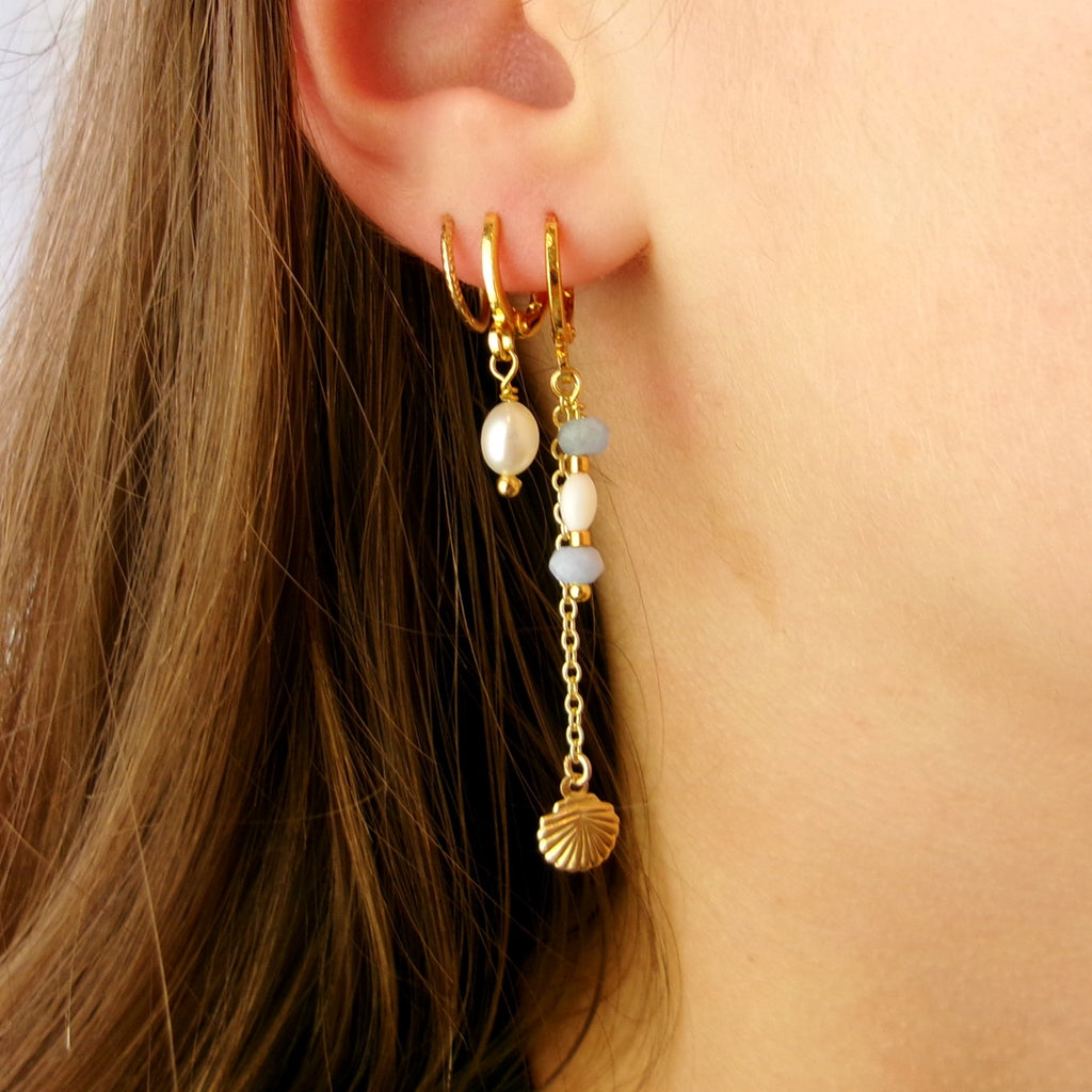 Celeste Shell Drop Hoops