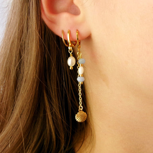 Celeste Shell Drop Hoops