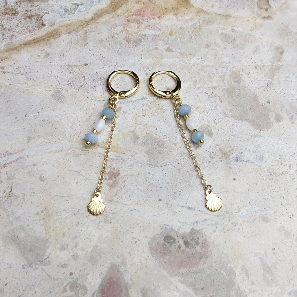 Celeste Shell Drop Hoops