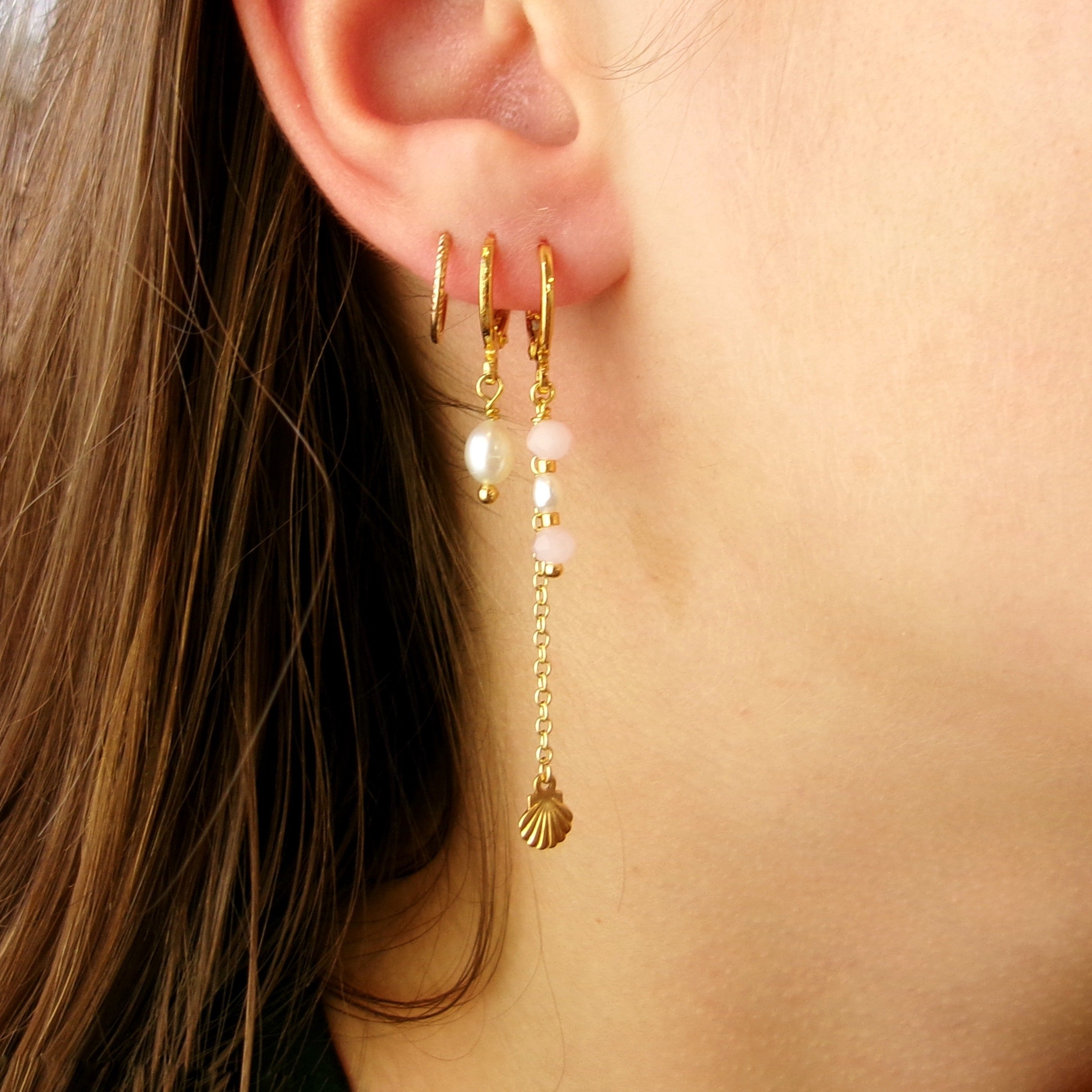 Serene Shell Drop Hoops