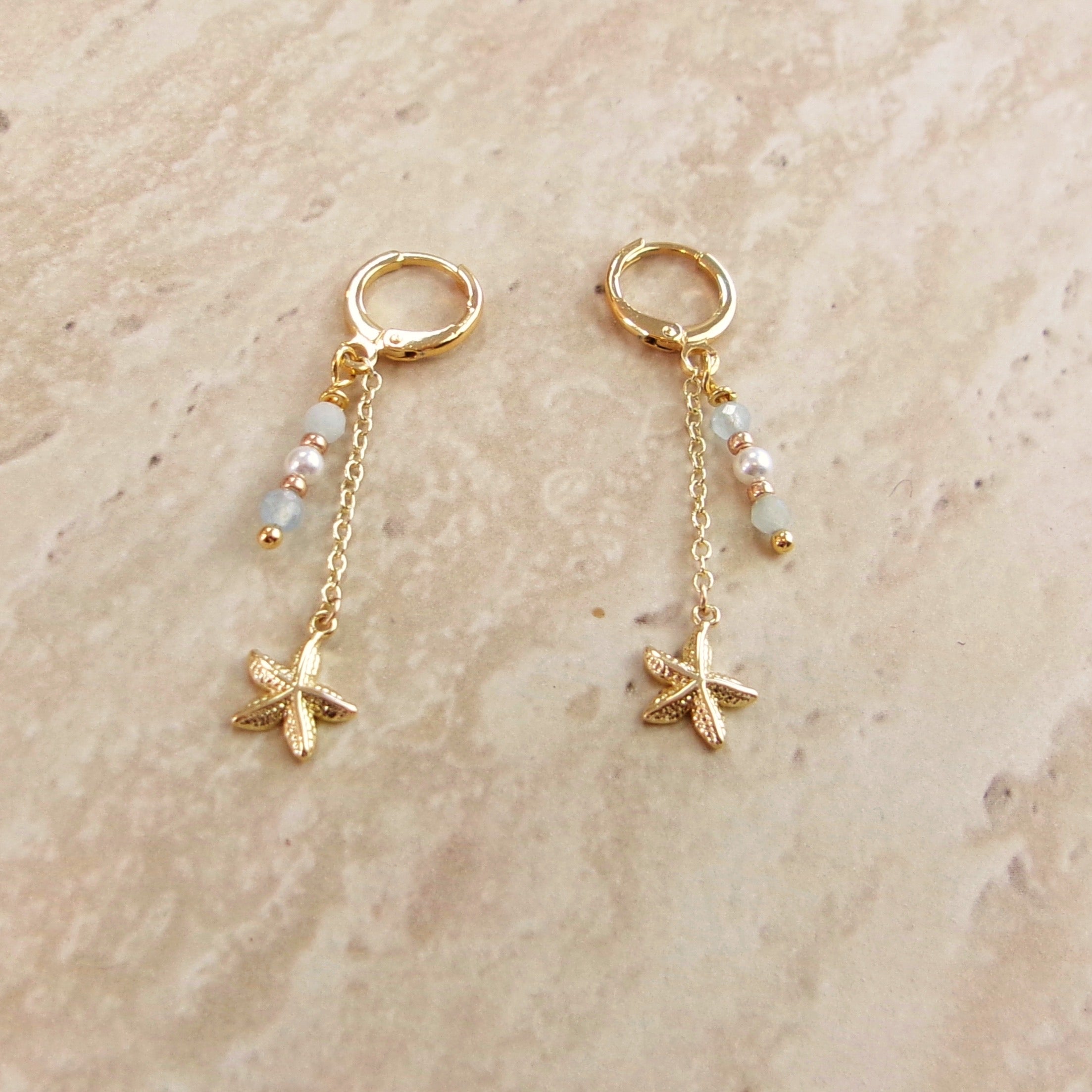 Seafoam Star Drop Hoops