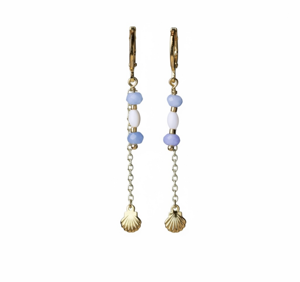 Celeste Shell Drop Hoops