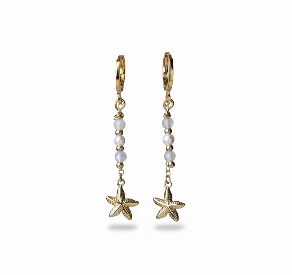 Seafoam Star Drop Hoops