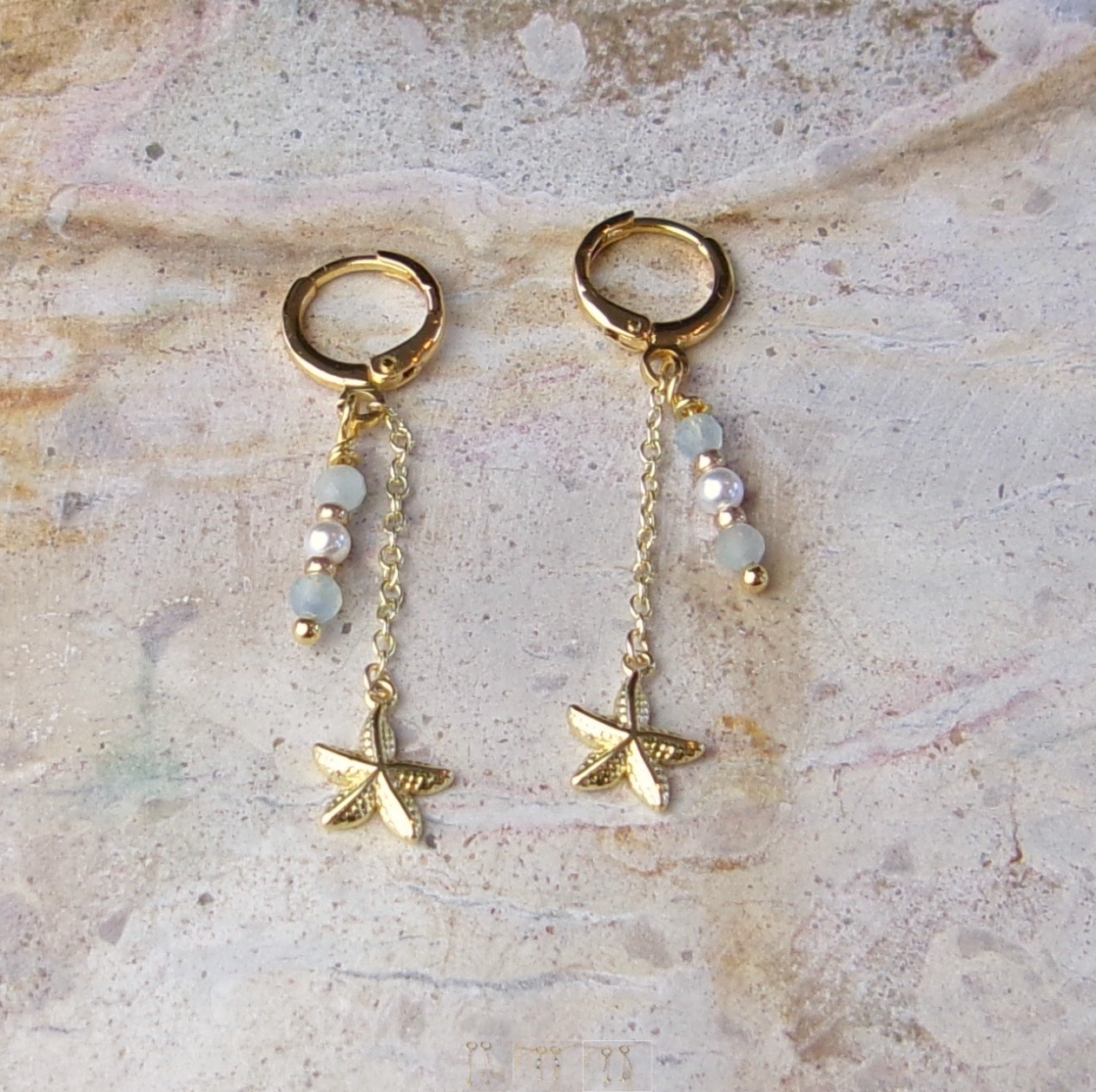 Seafoam Star Drop Hoops